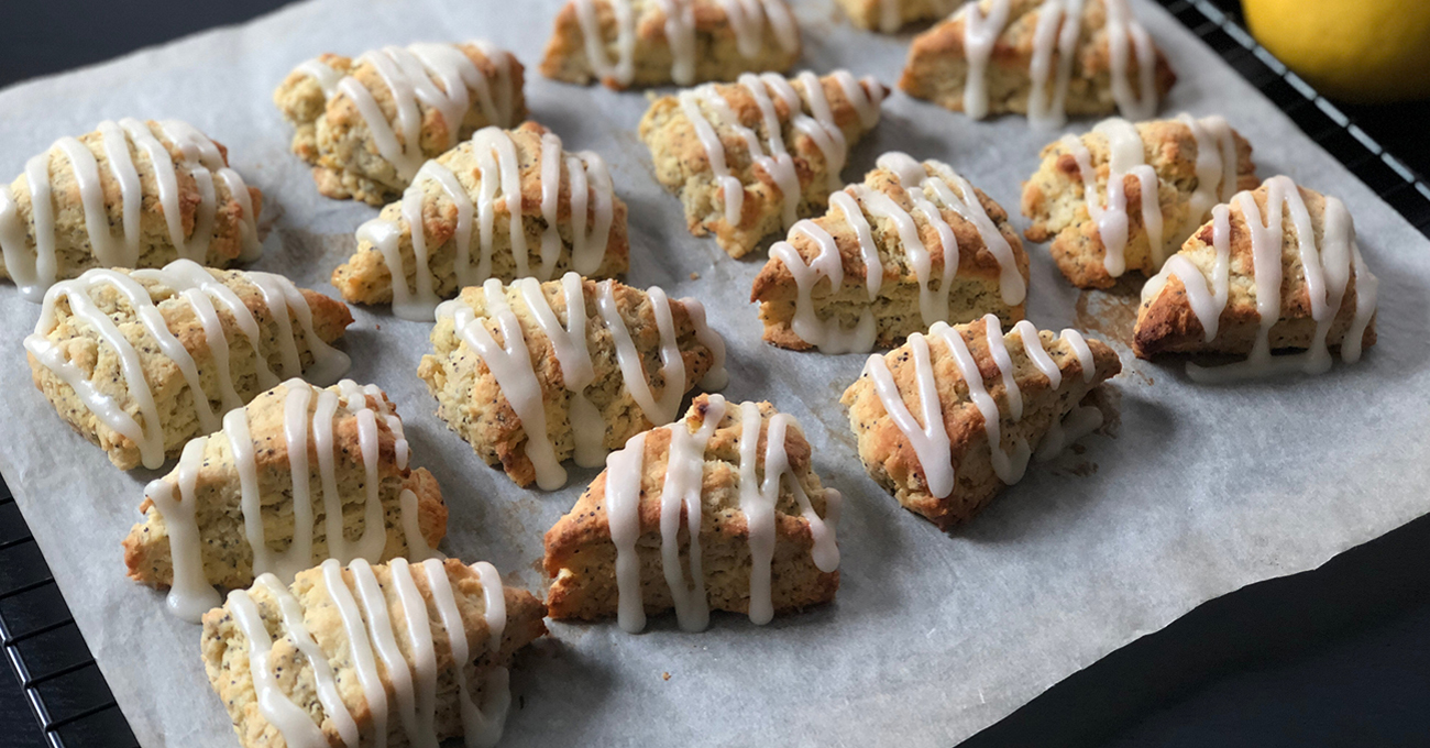 scones with drizzled icing