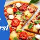 Plant-based pizza with text in blue block that states, For Better Baked Goods Fats & Oils First