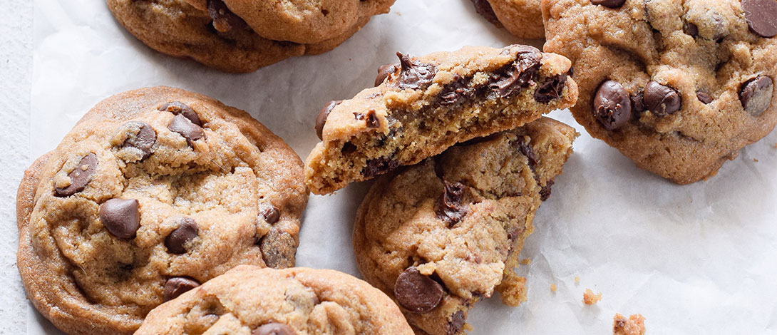 chocolate chip cookies on surface